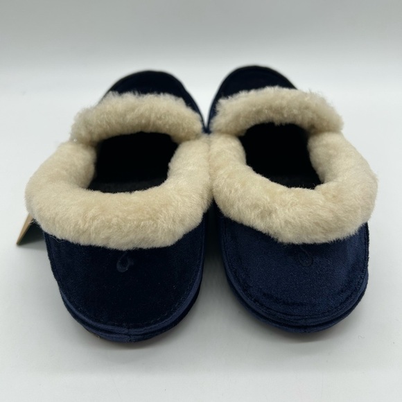 Olukai Ku‘una Lanui Slippers Women’s Size 6 Trench Blue | Real Fur Liner NWT - Picture 6 of 10